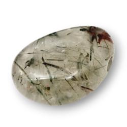 Pendentif quartz avec inclusions d'actinolite Brésil A (pierre trouée) + cordon