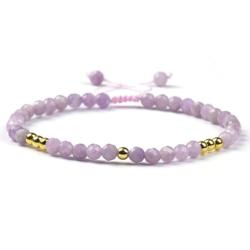 Bracelet Shamballa multi améthyste lavande et perles laiton (perles facettées 3-4mm)