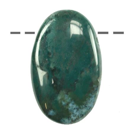 Pendentif agate mousse A ovale (pierre trouée) + cordon 