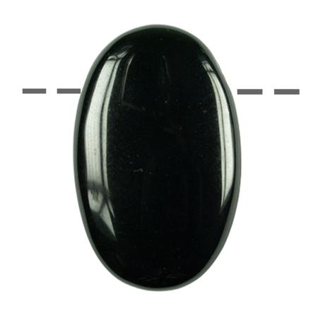 Pendentif onyx noir ovale Inde A (pierre trouée) + cordon