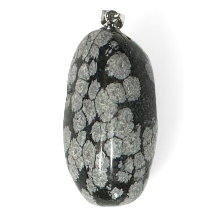 Pendentif obsidienne neige Mexique A (pierre roulée)