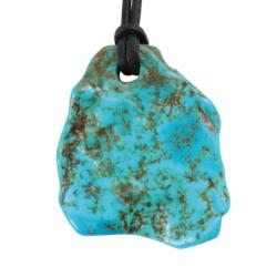 Pendentif turquoise Chine A (pierre troue) + cordon
