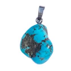 Pendentif turquoise Arizona A pierre roule boucle argent 925