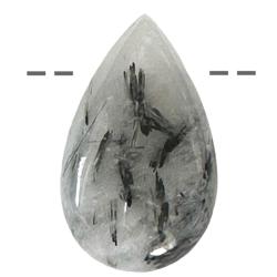 Pendentif goutte quartz avec inclusions de tourmaline Brésil AA (pierre trouée) + cordon