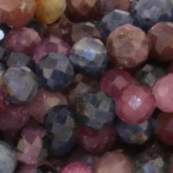 Collier rubis et saphir Inde AA (perles facettées 3-4mm) - 45cm
