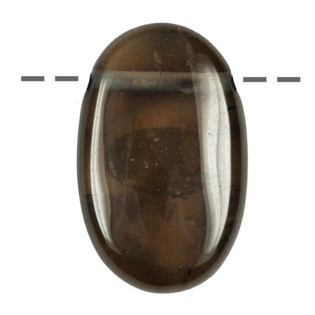 Pendentif quartz fumé ovale Etats-Unis A (pierre trouée) + cordon 