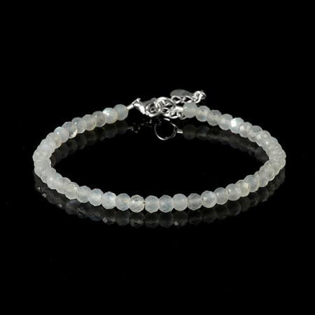 Bracelet pierre de lune arc en ciel (péristérite) A perles facettées argent 925